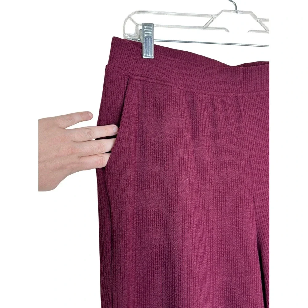 Cuddl Duds Soft Rib Lounge Pants Women Medium Tall MT Bordeaux Red A696247‎